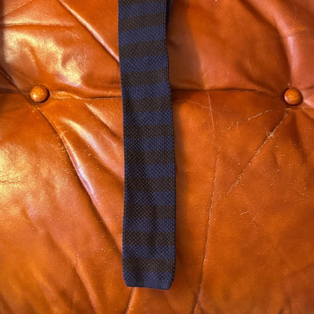 J. Crew Navy and Brown Striped Knit Tie
